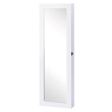 HOMCOM Dulap pentru Bijuterii cu Oglindă, Montare pe Perete, Negru, 37x9.5x121 cm | Aosom Romania