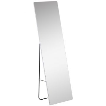 HOMCOM Oglindă de Toaletă Suspendată sau Inclinabilă, din Aliaj de Aluminiu, Design Modern, Argintiu | Aosom Romania