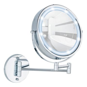 Oglindă cosmetică (5x) cu led/de mărire ø 17,5 cm Power-Loc Lumi – Wenko