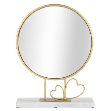 Oglinda de masa Heart, Mauro Ferretti, 30x39.5 cm, fier/marmura, auriu