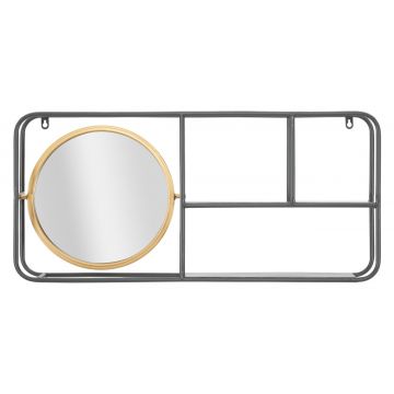 Oglinda de perete cu rafturi Circle, Mauro Ferretti, 74.5x12x35 cm, fier