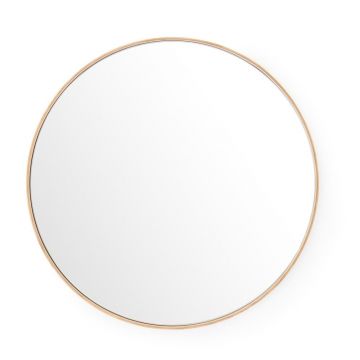 Oglindă de perete cu ramă din lemn de stejar Wireworks Glance, ⌀ 66 cm