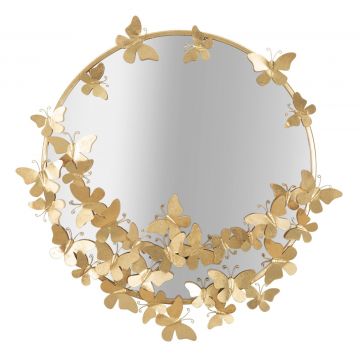Oglinda decorativa Butterfly, Mauro Ferretti, 74x75 cm, fier, auriu