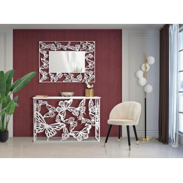 Oglinda decorativa Butterfly, Mauro Ferretti, 85x115 cm, fier, alb