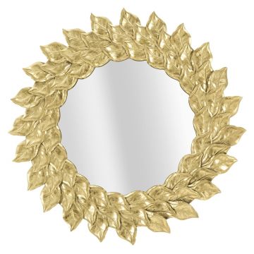 Oglinda decorativa Petal Glam, Mauro Ferretti, 73 cm, fier, auriu