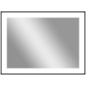 HOMCOM Oglindă de Baie cu Lumină LED 80x60 cm cu 3 Culori de Lumină Funcție Antiabur Funcție Memorie IP44 Orizontal/Vertical | Aosom Romania