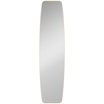 HOMCOM Oglindă mare de perete ovală 160 x 40 cm, oglindă suspendată modernă, cadru din metal și lemn, gata de agățat, auriu | Aosom Romania