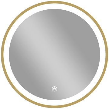 HOMCOM Oglindă de baie cu iluminare LED rotundă 40 cm, oglindă luminoasă de perete cu 3 temperaturi de culoare, reglabilă, auriu | Aosom Romania