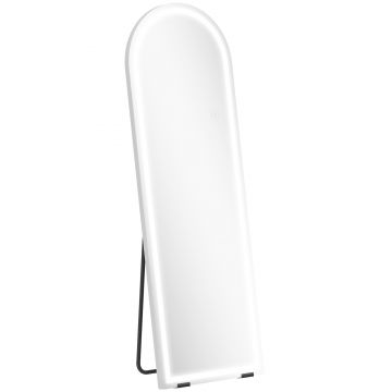 HOMCOM Oglindă de Podea Corp Întreg cu Lumină 150x50cm Arcuată fără Ramă 3 Temperaturi de Culoare Luminozitate Reglabilă Transparent | Aosom Romania