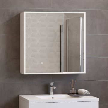 Oglinda cu iluminare LED ALEXA, alb, 75x70 cm