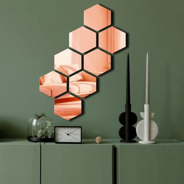 Oglinda decorativa, Ozgl525, Partea de jos: 100% EVA (Grosime: 10 mm), Auriu roz