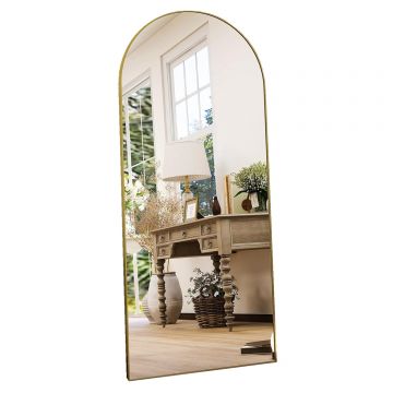 Oglinda Elindor® Cadru din Aluminiu, 150x40 cm, Design Arcada, Modern, Montaj pe Perete sau Podea, Ideala pentru Dormitor, Living sau Hol, Auriu - Default Title