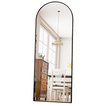 Oglinda Elindor® Cadru din Aluminiu, 150x40 Cm, Design Arcada, Modern, Montaj pe Perete sau Podea, Ideala pentru Dormitor, Living sau Hol, Negru - Default Title