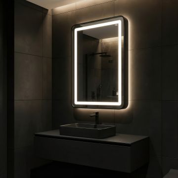 OGLINDA LED CU INTRERUPATOR TOUCH RAMA NEAGRA 15W/4000K/1640LM 500*700MM 220V IP44 - Default Title