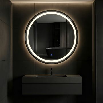 OGLINDA LED CU INTRERUPATOR TOUCH RAMA NEAGRA 15W/4000K/1640LM FI600 220V IP44 - Default Title