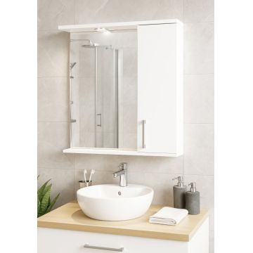 Oglinda PROMO, montata, alb, 60x60 cm