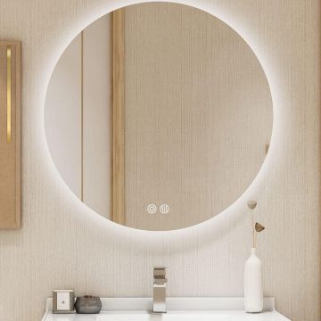 Oglinda Rotunda de Perete pentru Baie Elindor® cu Iluminare LED, 3 Culori de Lumina, Luminozitate Reglabila, Touch Control, Anti-Aburire, Anti-Spargere, Memorie Lumina, Marime 91.4 cm - Default Title