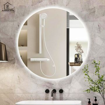 Oglinda Rotunda de Perete pentru Baie Elindor® cu Iluminare LED, 3 Culori de Lumina, Luminozitate Reglabila, Touch Control, Anti-Spargere, Memorie Lumina, Marime 91.4 cm - Default Title