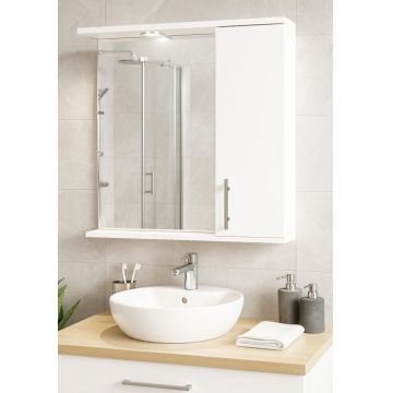 Oglinda seria 020, front MDF, montata, alb, 70x71 cm