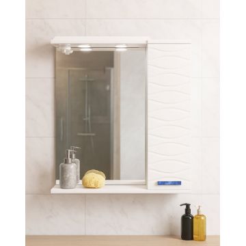 Oglinda seria 144, front MDF, montata, alb, 65x71 cm