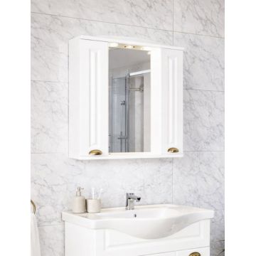 Oglinda seria 172, front MDF, montata, alb rustic, 75x71 cm