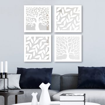 Set 4 oglinzi decorative, BYZ7436502136139, MDF, Argintiu