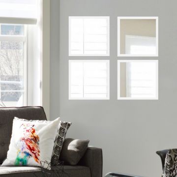 Set 4 oglinzi decorative, SETAYNA_070, Plastic laminat, Alb / Argintiu