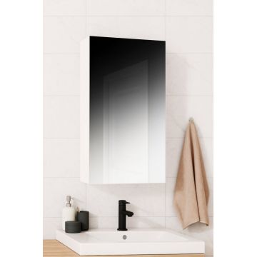 Dulap baie suspendat cu oglinda, 1 usa, alb, 40x14x68 cm