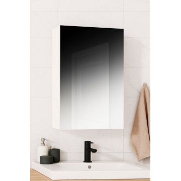 Dulap baie suspendat cu oglinda, 1 usa, alb, 50x14x68 cm