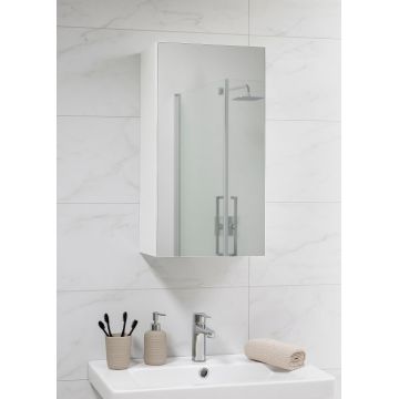 Dulap baie suspendat PROMO cu oglinda, 1 usa, alb, 30x21.5x68 cm