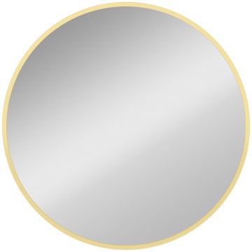 HOMCOM Oglindă de perete rotundă Ø 61 cm, ramă din aliaj de aluminiu, pentru baie, dormitor, living, hol, auriu | Aosom Romania