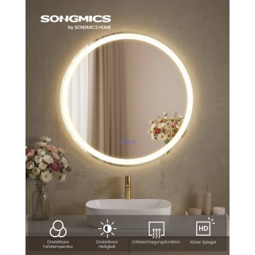 Oglinda baie, Berit, Songmics, Alb, 61x61x2.4 cm