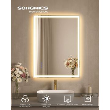 Oglinda baie, Berit, Songmics, Alb, 70.7x50.7x2.4 cm