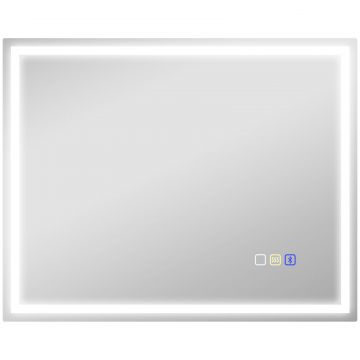 Oglinda Baie cu LED, Antiaburire si Boxa Bluetooth, 80x100 cm, Touch si Functie Memorie