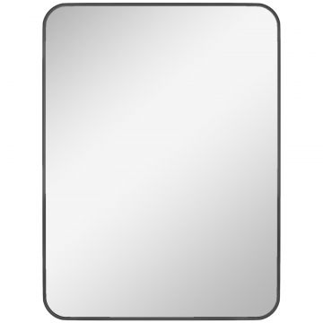 Oglinda baie cu rama metalica si carlig, 60x2,5x80 cm, negru