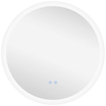 Oglinda Baie LED Anti-aburire cu 3 Culori si Luminozitate Reglabila, din Metal si Sticla, O70x3 cm