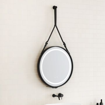 Oglinda cu iluminare si dezaburire Inter Ceramic Catania cu rama neagra 60 cm