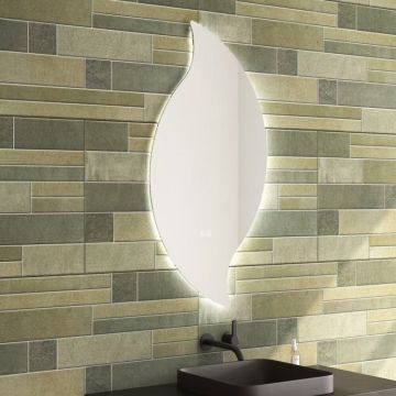 Oglinda cu iluminare si dezaburire Inter Ceramic Fiorella asimetrica 50x100 cm