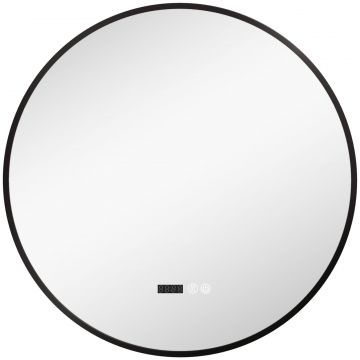 Oglinda de Baie Anti-Ceata cu Lumini LED Reglabile, O70x3 cm, Negru