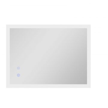 Oglinda de Baie Iluminata 800 x 600 mm cu Iluminare din Spate cu Lumini LED, Oglinda de Baie de Perete cu 3 Lumini, Intrerupator Tactil Reglabil,