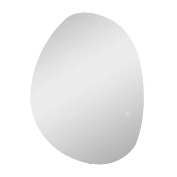 Oglinda de baie iluminata cu LED, cu culoare si temperatura reglabila, din sticla securizata, 80x5x60 cm, argintiu