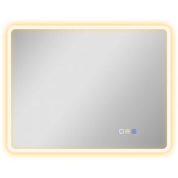 Oglinda de baie LED bluetooth 70 x 90 cm interruptor tactil lumina reglabila 3 culori anti-abur memorie argintiu