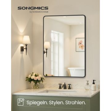 Oglinda de perete, Berit, Songmics, Negru, 91x61x1.3 cm