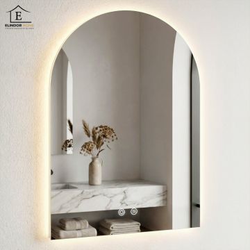 Oglinda de Perete Elindor® Dreptunghiulara Tip Arcada, Antiaburire, fara Rama, Ideala pentru Baie, Iluminare Led, Dimabila, Buton ON/OFF, Rezistenta la Umiditate IP44, 50 x 70 cm - Default Title