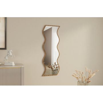 Oglinda de perete Re-Bloom, MDF/sticla, alb/nuc, 40 x 120 x 2,2 cm