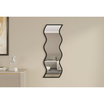 Oglinda de perete Re-Bloom, MDF/sticla, negru, 40 x 120 x 2,2 cm