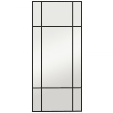Oglinda de Perete Stil Fereastra cu Montaj Vertical si Orizontal, 110x50cm, Negru