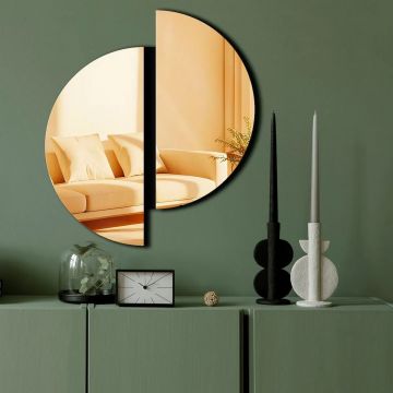 Oglinda decorativa Wallxpert, plexiglas 1mm/EVA 10mm, 44x50 cm, montare banda dubla, auriu - Verificat A · Re-Bloom