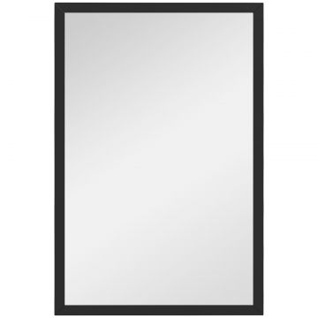 Oglinda Dreptunghiulara de Perete cu Carlige, Sticla si MDF, 60x80 cm, Negru