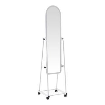 Oglinda mobila cu raft Lomna, metal, Alb, 38x37x160 cm